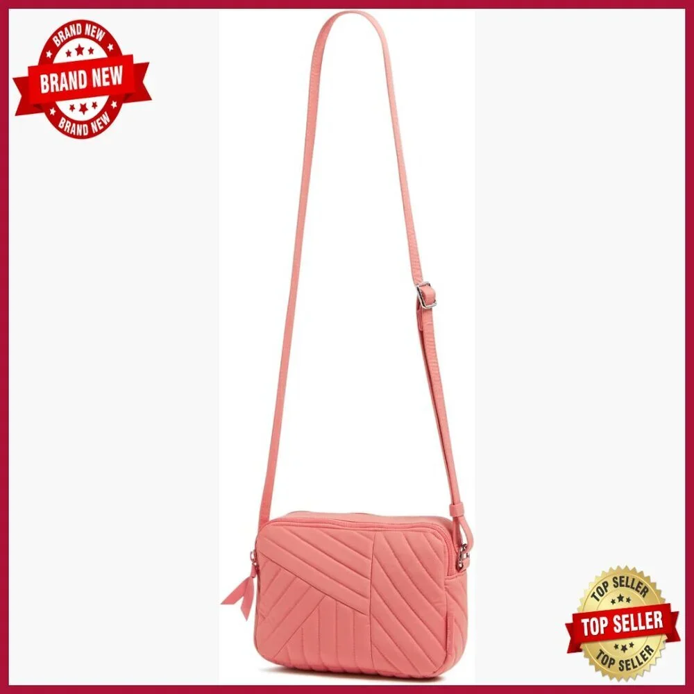 Cotton Crossbody Purse with Adjustable Strap, Two Compartments, Zip Pocket